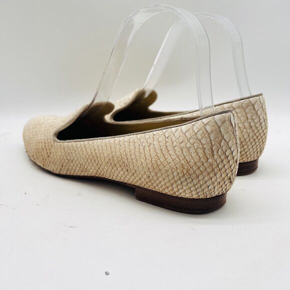 M Gemi Loafers Womens 7 Off White Snake Print Smoking Venetian Flats Italy Shoes - Picture 5 of 11